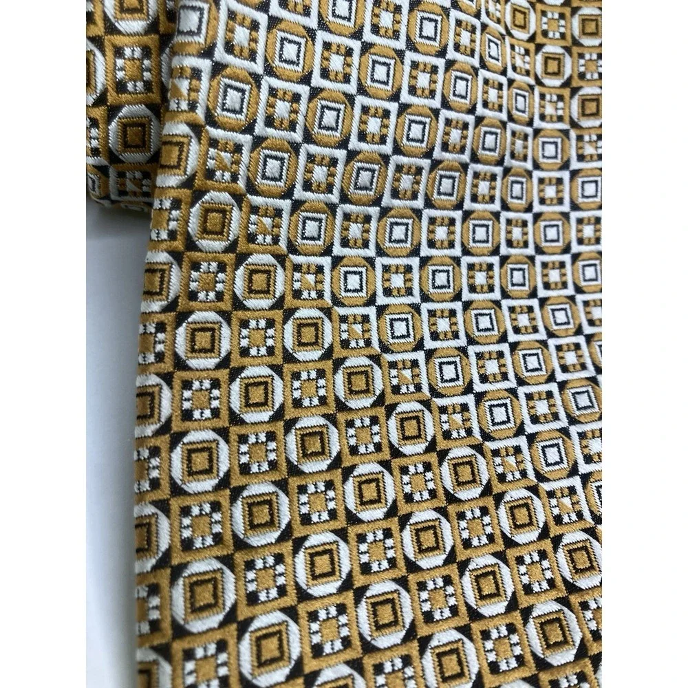 Wembley Wemlon Vintage Yellow Geometric 4 In Wide Retro Ugly 70s Disco‎ MCM Tie